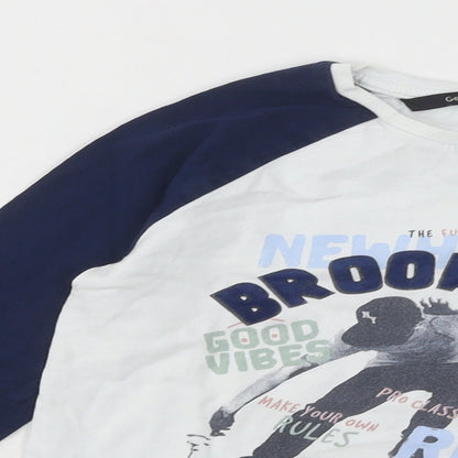George Boys White Cotton Basic T-Shirt Size 6-7 Years Round Neck Pullover - Brooklyn Stakeboard