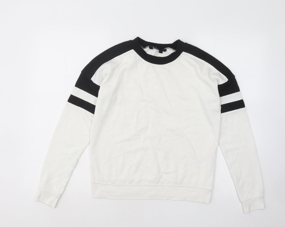 New Look Womens White Cotton Pullover Sweatshirt Size 6 Pullover