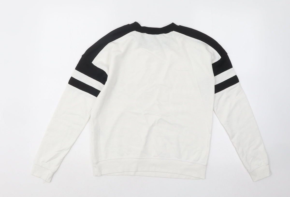 New Look Womens White Cotton Pullover Sweatshirt Size 6 Pullover