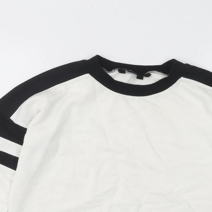 New Look Womens White Cotton Pullover Sweatshirt Size 6 Pullover