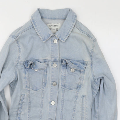 Pull&Bear Womens Blue Jacket Size S Button