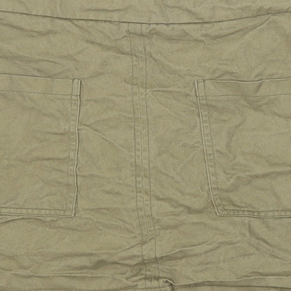 Primark Womens Green Cotton A-Line Skirt Size 8 Buckle