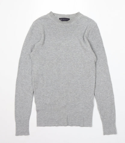 Marks and Spencer Womens Grey Round Neck Acrylic Pullover Jumper Size 8