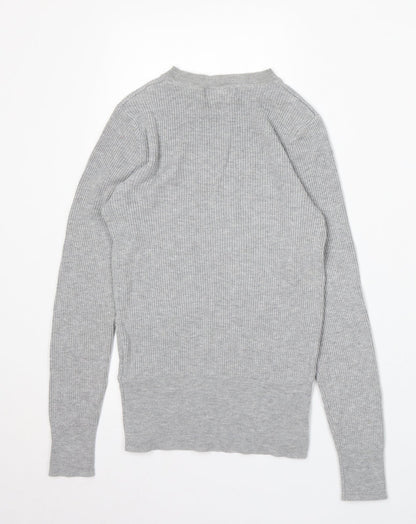 Marks and Spencer Womens Grey Round Neck Acrylic Pullover Jumper Size 8