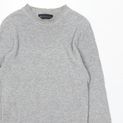 Marks and Spencer Womens Grey Round Neck Acrylic Pullover Jumper Size 8