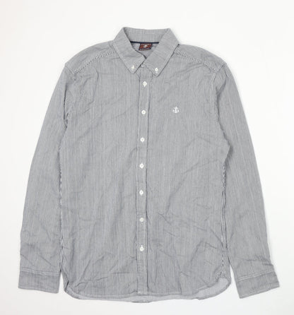 Blakely Womens Blue Striped Cotton Basic Button-Up Size L Collared