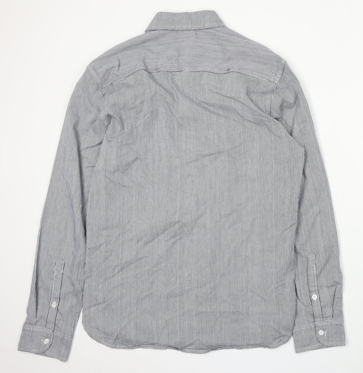 Blakely Womens Blue Striped Cotton Basic Button-Up Size L Collared