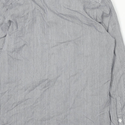 Blakely Womens Blue Striped Cotton Basic Button-Up Size L Collared