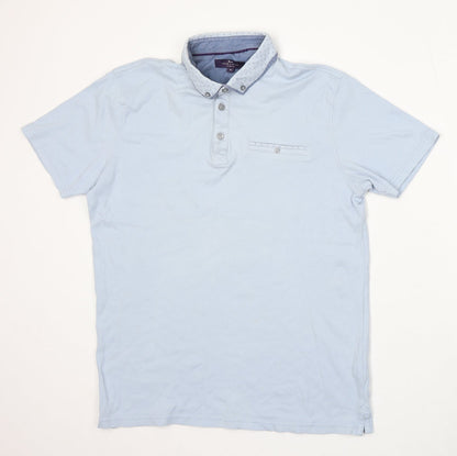 Taylor & Cutter Mens Blue Cotton Polo Size M Collared Button