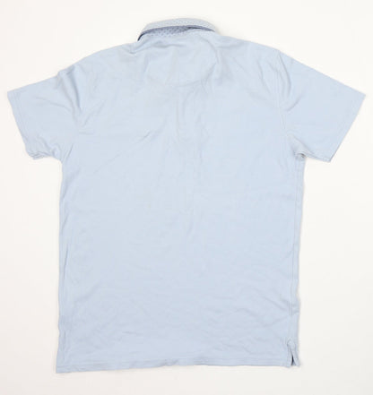 Taylor & Cutter Mens Blue Cotton Polo Size M Collared Button