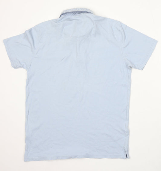 Taylor & Cutter Mens Blue Cotton Polo Size M Collared Button