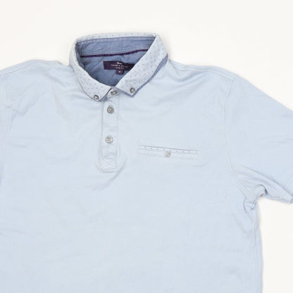 Taylor & Cutter Mens Blue Cotton Polo Size M Collared Button