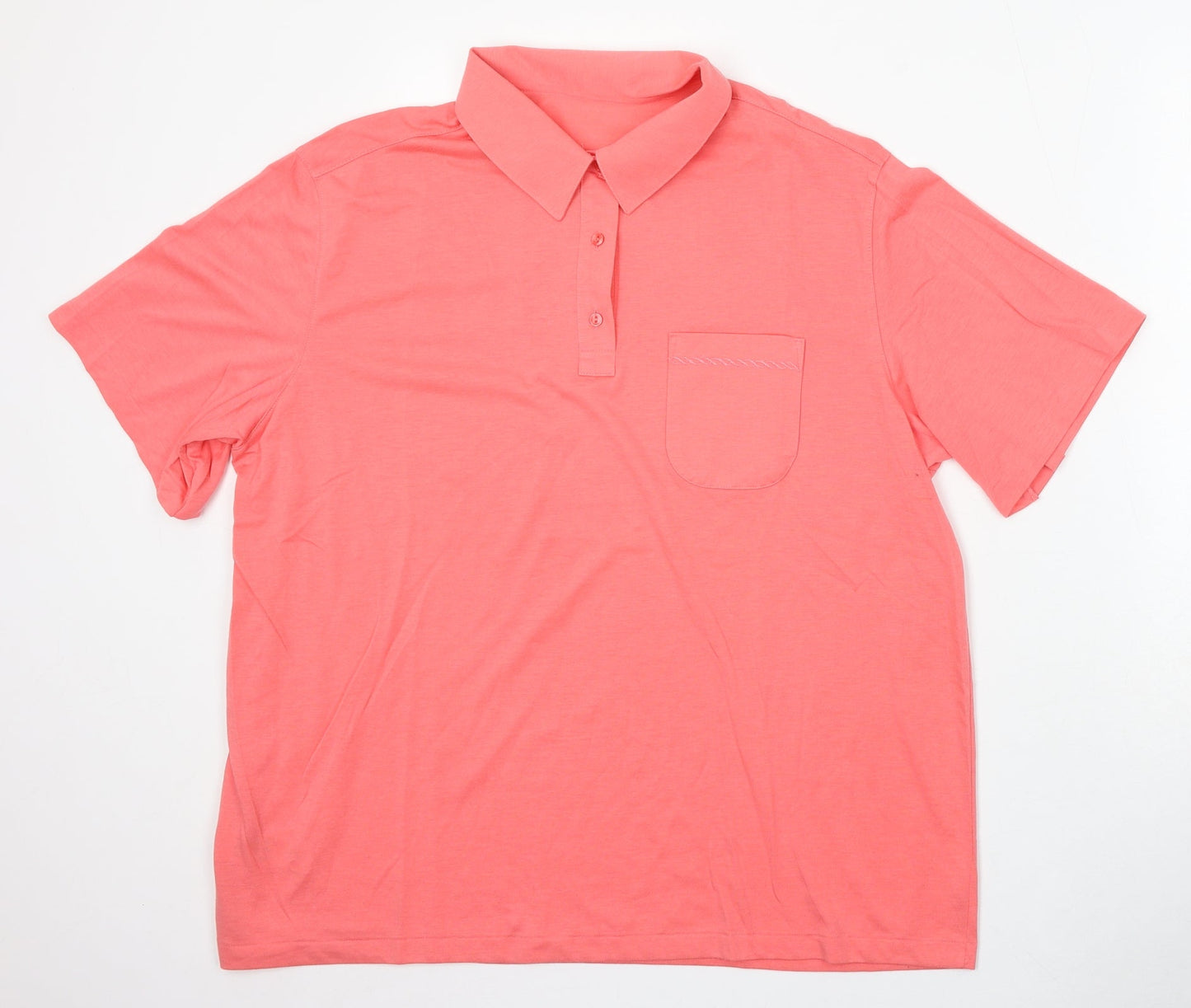 St Michael Mens Pink Cotton Polo Size L Collared Button