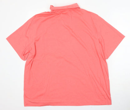 St Michael Mens Pink Cotton Polo Size L Collared Button