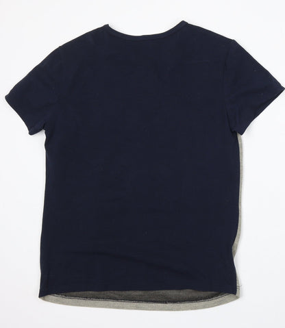 Fashion Show Womens Blue Cotton Basic T-Shirt Size 2XL Round Neck