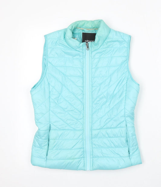 Olsen Womens Blue Gilet Jacket Size 8 Zip