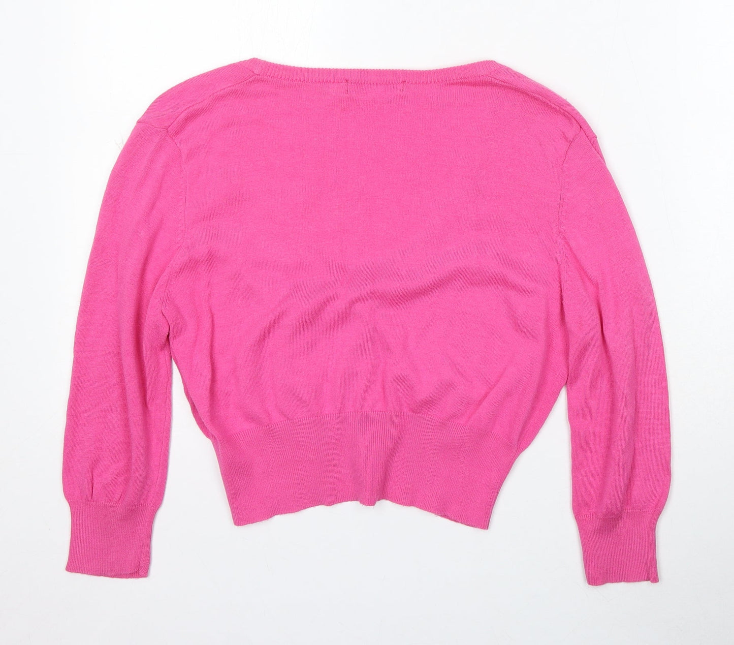 Tina Taylor Womens Pink V-Neck Acrylic Cardigan Jumper Size S