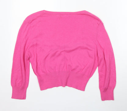 Tina Taylor Womens Pink V-Neck Acrylic Cardigan Jumper Size S