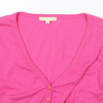 Tina Taylor Womens Pink V-Neck Acrylic Cardigan Jumper Size S