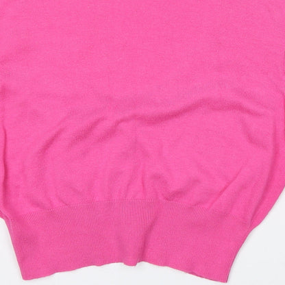 Tina Taylor Womens Pink V-Neck Acrylic Cardigan Jumper Size S