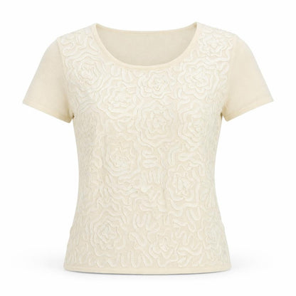 Minosa Womens Ivory Round Neck Acrylic Pullover Jumper Size S