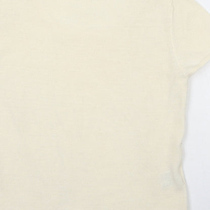 Minosa Womens Ivory Round Neck Acrylic Pullover Jumper Size S