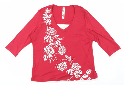 Womens UK Size L BM Red Basic T-Shirt