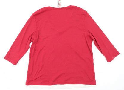 Womens UK Size L BM Red Basic T-Shirt