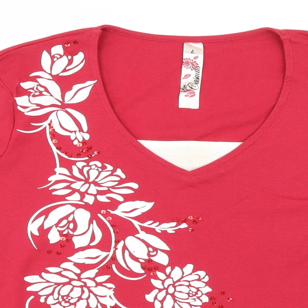 Womens UK Size L BM Red Basic T-Shirt