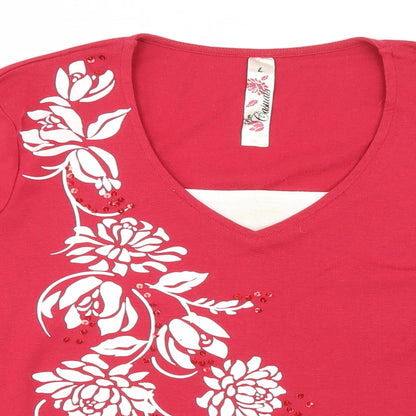 Womens UK Size L BM Red Basic T-Shirt