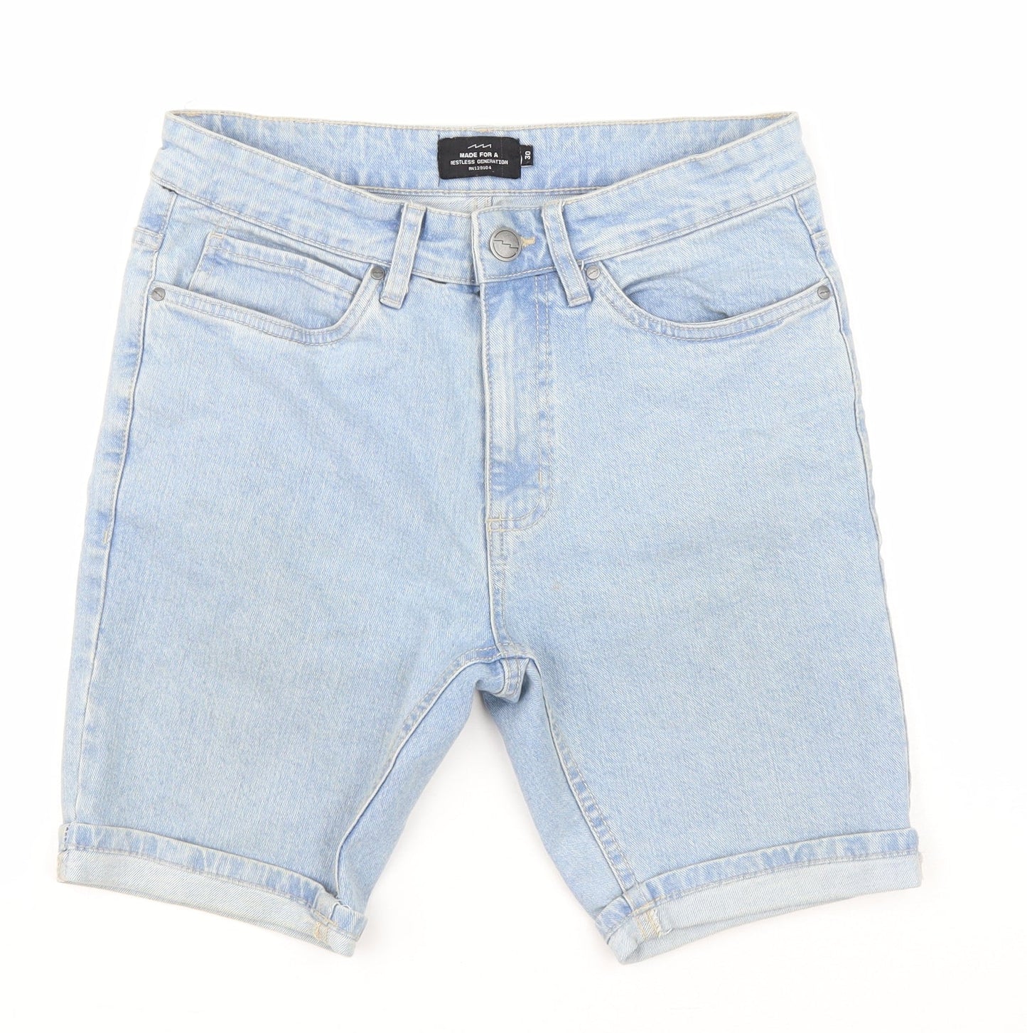 FACTORIE Mens Blue Cotton Bermuda Shorts Size 30 L8 in Regular Zip