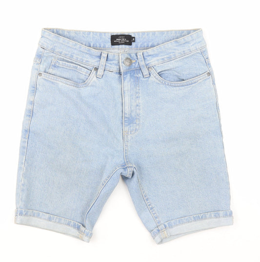 FACTORIE Mens Blue Cotton Bermuda Shorts Size 30 L8 in Regular Zip