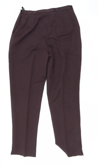 Sarah Hamilton Womens Purple Polyester Trousers Size 14 L29 in Regular Zip