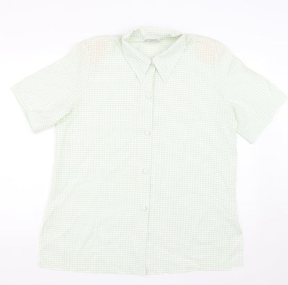 Gypsy Rose Womens Green Polyester Basic Button-Up Size L Collared - Gingham pattern