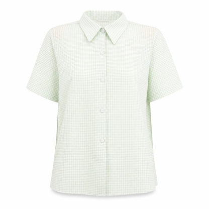 Gypsy Rose Womens Green Polyester Basic Button-Up Size L Collared - Gingham pattern