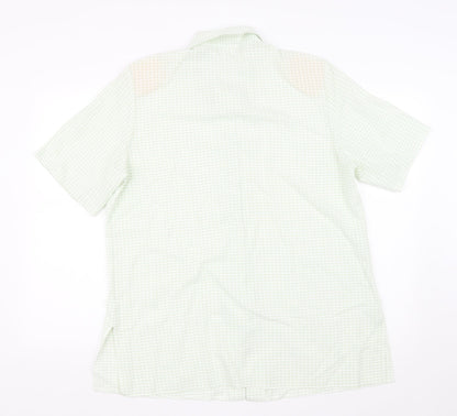 Gypsy Rose Womens Green Polyester Basic Button-Up Size L Collared - Gingham pattern