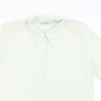 Gypsy Rose Womens Green Polyester Basic Button-Up Size L Collared - Gingham pattern
