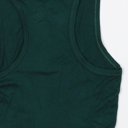 PRETTYLITTLETHING Womens Green Viscose Cropped Tank Size 4 Crew Neck