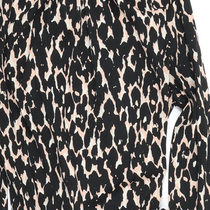 Great Plains Womens Black Animal Print Polyester A-Line Size L Round Neck Button
