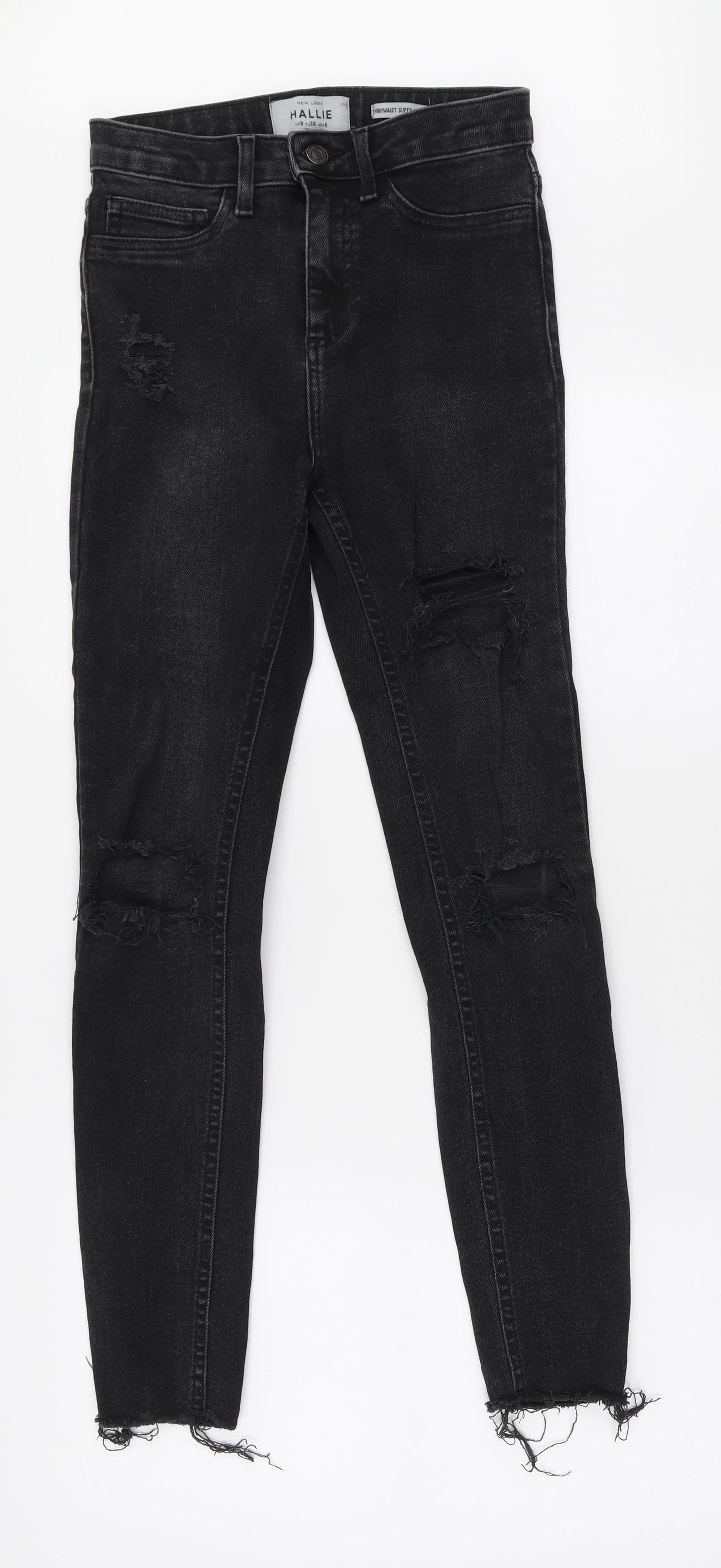 New Look Womens Black Cotton Skinny Jeans Size 8 L26 in Slim Zip