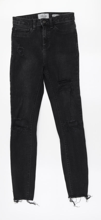 New Look Womens Black Cotton Skinny Jeans Size 8 L26 in Slim Zip