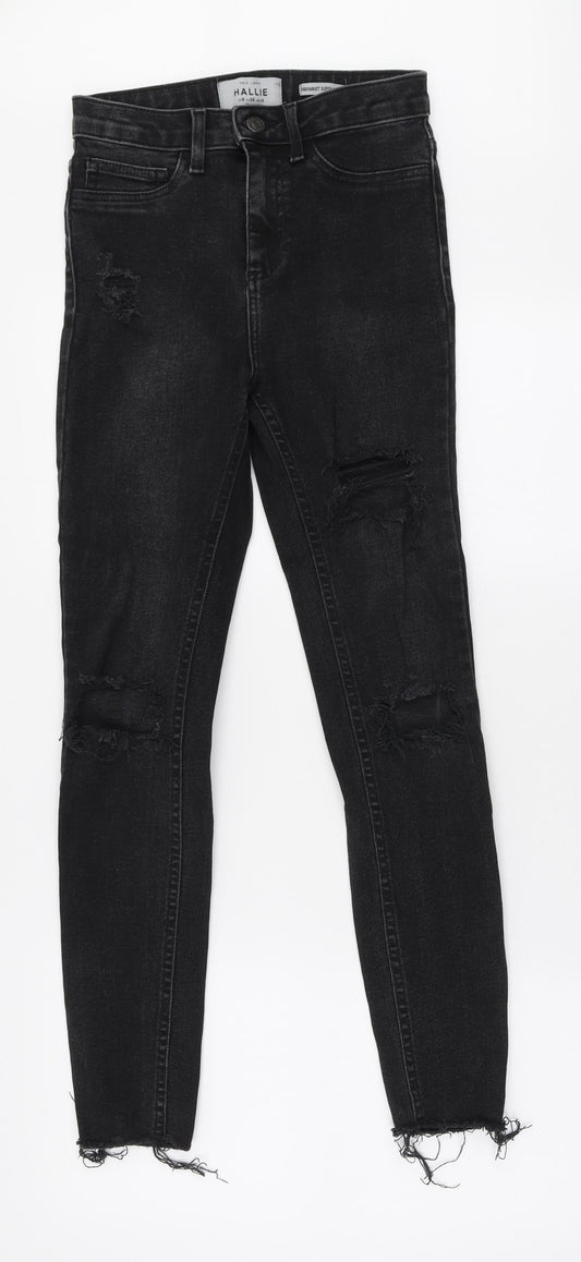 New Look Womens Black Cotton Skinny Jeans Size 8 L26 in Slim Zip