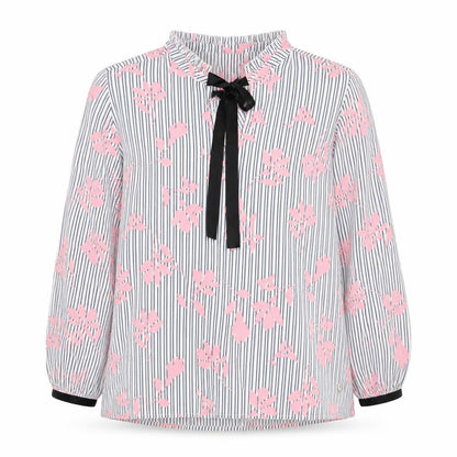 Rant and Rave Womens Pink Striped Polyester Basic Blouse Size 12 Round Neck