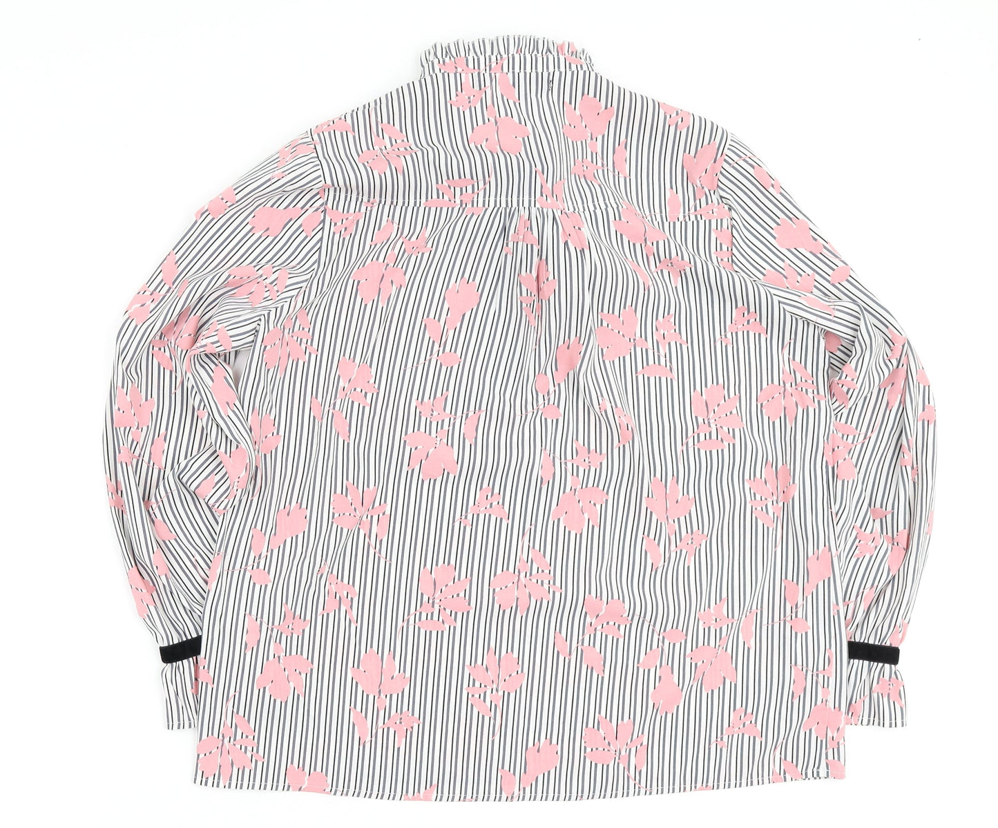 Rant and Rave Womens Pink Striped Polyester Basic Blouse Size 12 Round Neck
