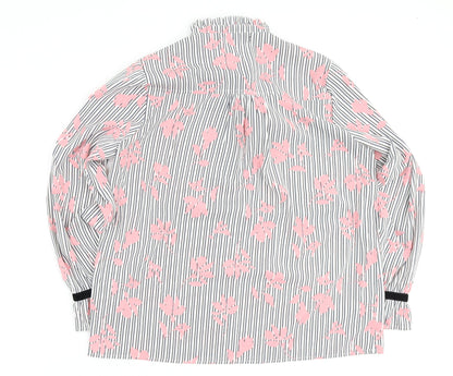 Rant and Rave Womens Pink Striped Polyester Basic Blouse Size 12 Round Neck