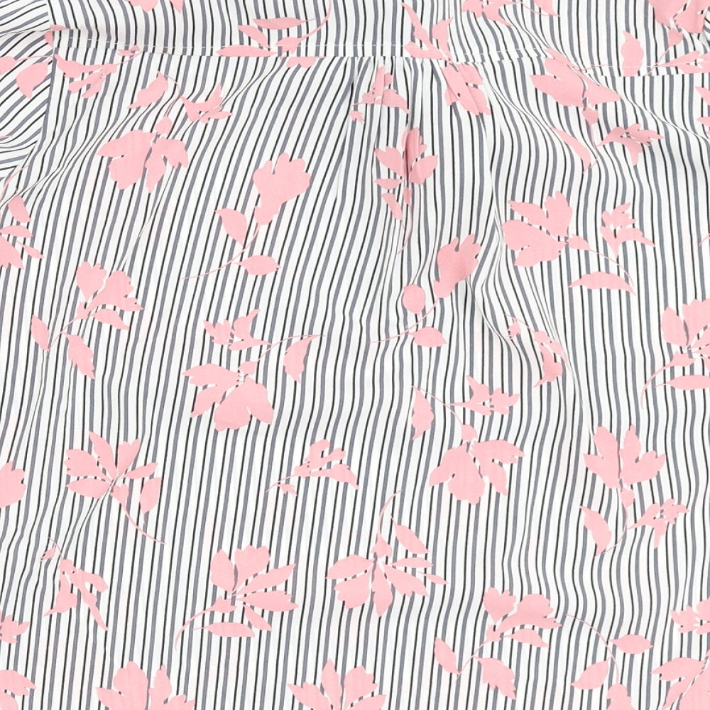 Rant and Rave Womens Pink Striped Polyester Basic Blouse Size 12 Round Neck