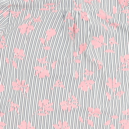 Rant and Rave Womens Pink Striped Polyester Basic Blouse Size 12 Round Neck
