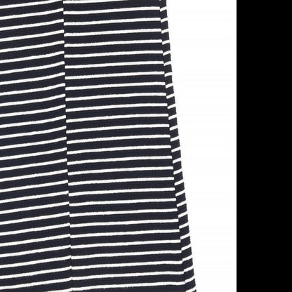 Young Dimension Girls Blue Striped Polyester A-Line Size 12-13 Years Round Neck Button - Lace sleeve detail
