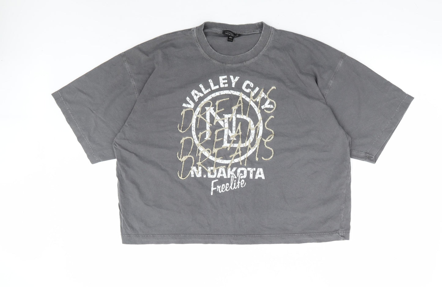 Womens UK Size S Topshop Grey Cropped T-Shirt