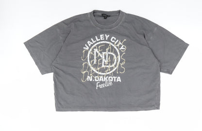 Womens UK Size S Topshop Grey Cropped T-Shirt